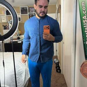 Uniqlo Men's Denim Oversized Stand Collar Long Sleeve Shirt